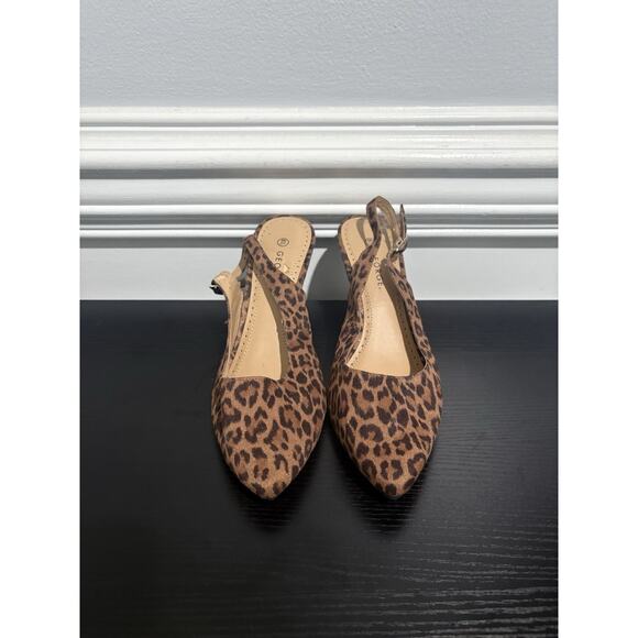 George Women's Cheetah Leopard Spot Print High Heel Slingback Sz 8.5 - Picture 1 of 6